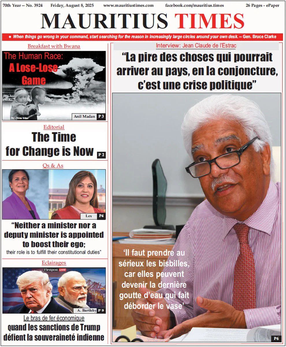 Mauritius Times : 5 Must-Read Stories of 15 August 2025