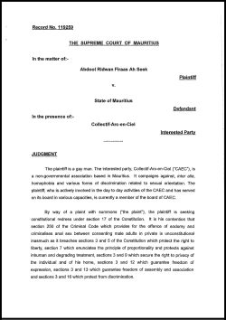 Court Strikes Down Mauritius Sodomy Law as Discriminatory